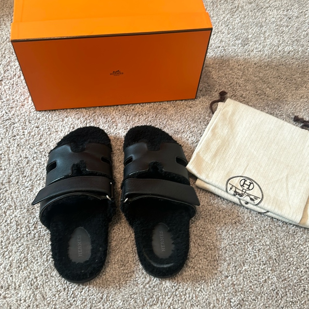 Hermes Chypre Shearling Sandal